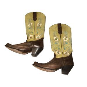 Sonora Green & Brown Leather Cowboy Boots